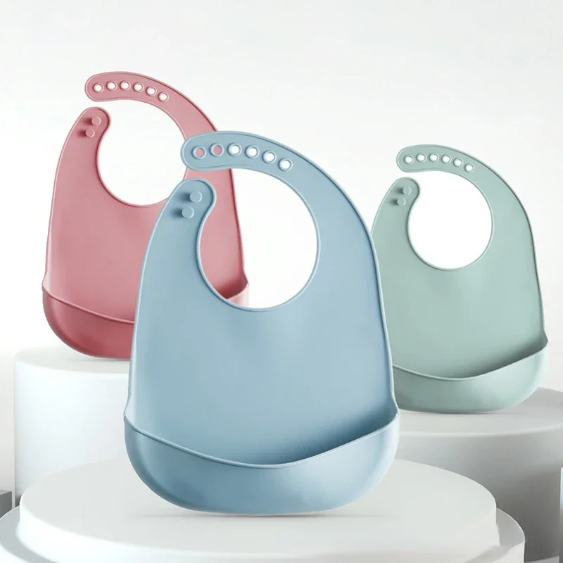 Silicone Baby Bibs - 1/3pcs Baby Bib Adjustable Waterproof Bibs