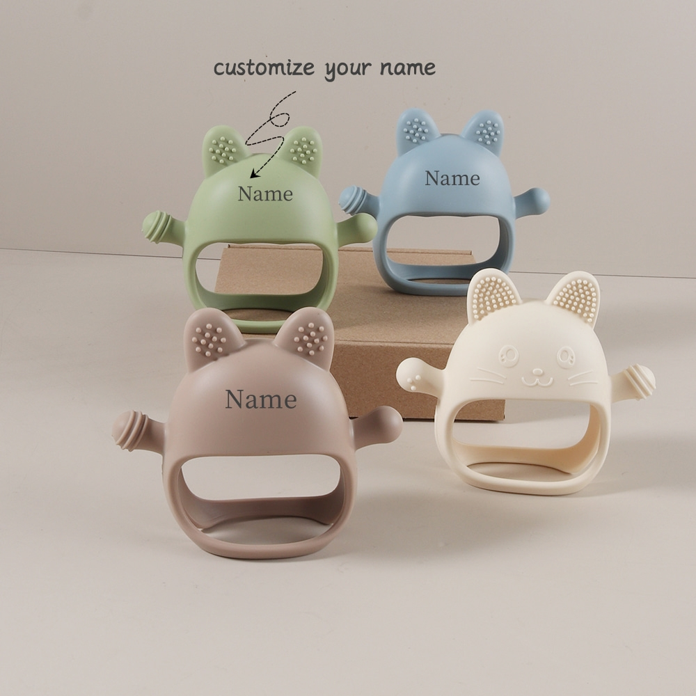Teething Mitten Baby - Personalized Baby Teether Custom Name Silicone