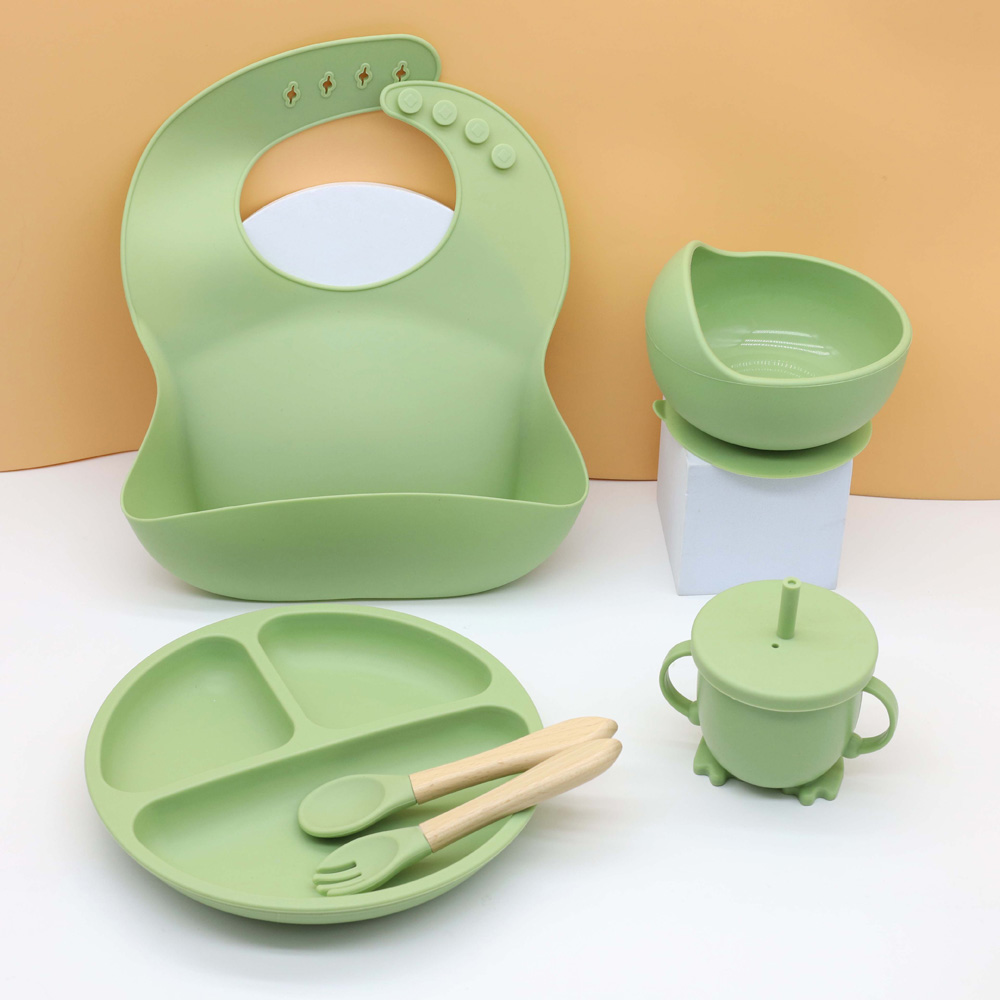 Silicone Baby Bibs - Hot baby food tableware set bib