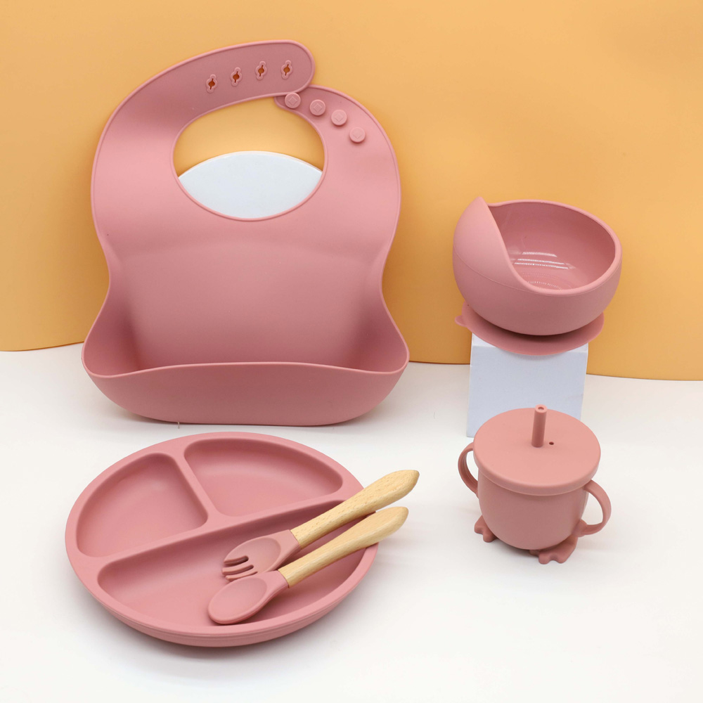 Hot baby food tableware set bi - Silicone Baby Bibs 评论和价格